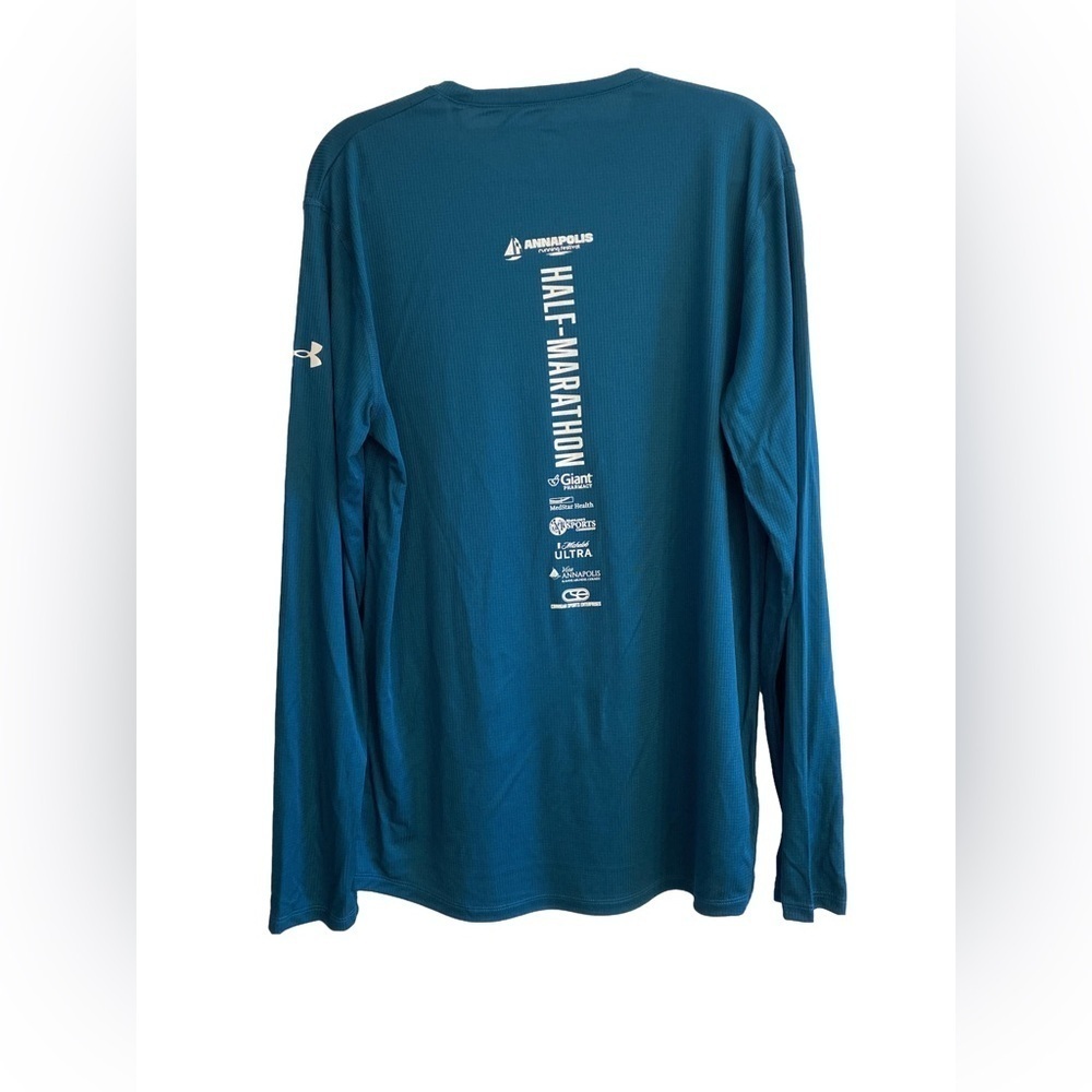 Under Armour Long Sleeve Running Shirt Blue & White Medium - Picture 3 of 6